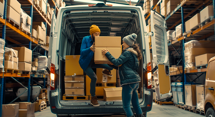 smiling-delivery-workers-professional-uniform-holding-package-boxes-fast-courier-services 1